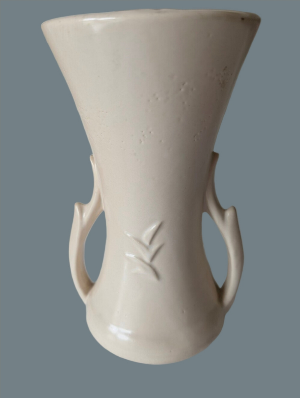 Vintage McCoy White Classic Pottery Vase Double-Handled Vase